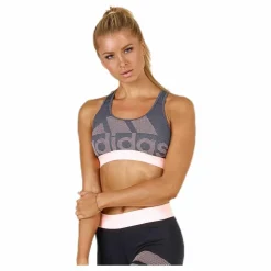 adidas Alphaskin Logo Bra Pink/Grey* Sport-Bh:Ar|Träning