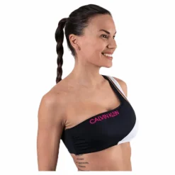 Calvin Klein Ck Blocking One Shoulder Bandeau Black* Simning|Badkläder