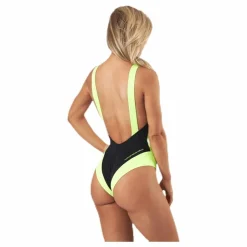 Calvin Klein Ck Blocking Plunge Back Swimsuit Black/Yellow* Simning|Badkläder