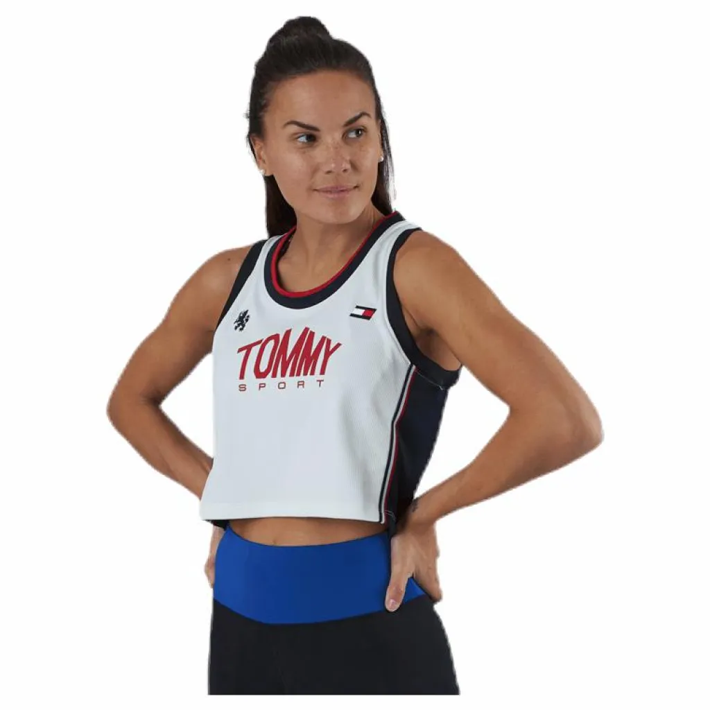 Tommy Hilfiger Sport Crop Tommy Tank Top Blue/White* Linnen|Träning