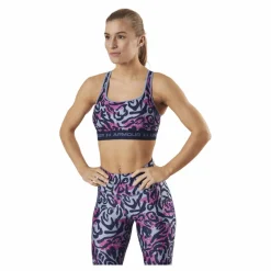 Under Armour Crossback Mid Print Blue* Sport-Bh:Ar|Löpning