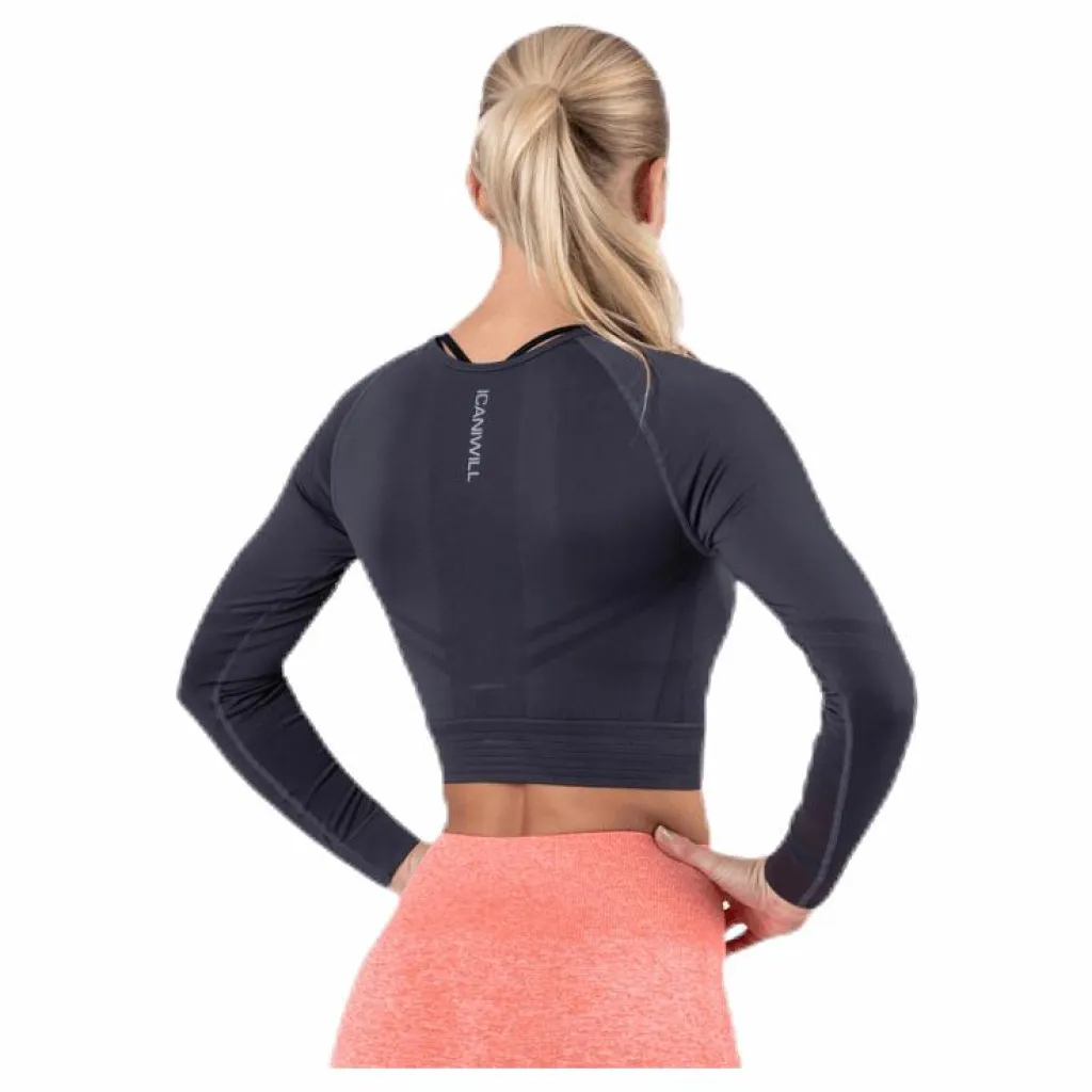 ICANIWILL Define Seamless L/S Crop Top Grey* Tröjor|Träning