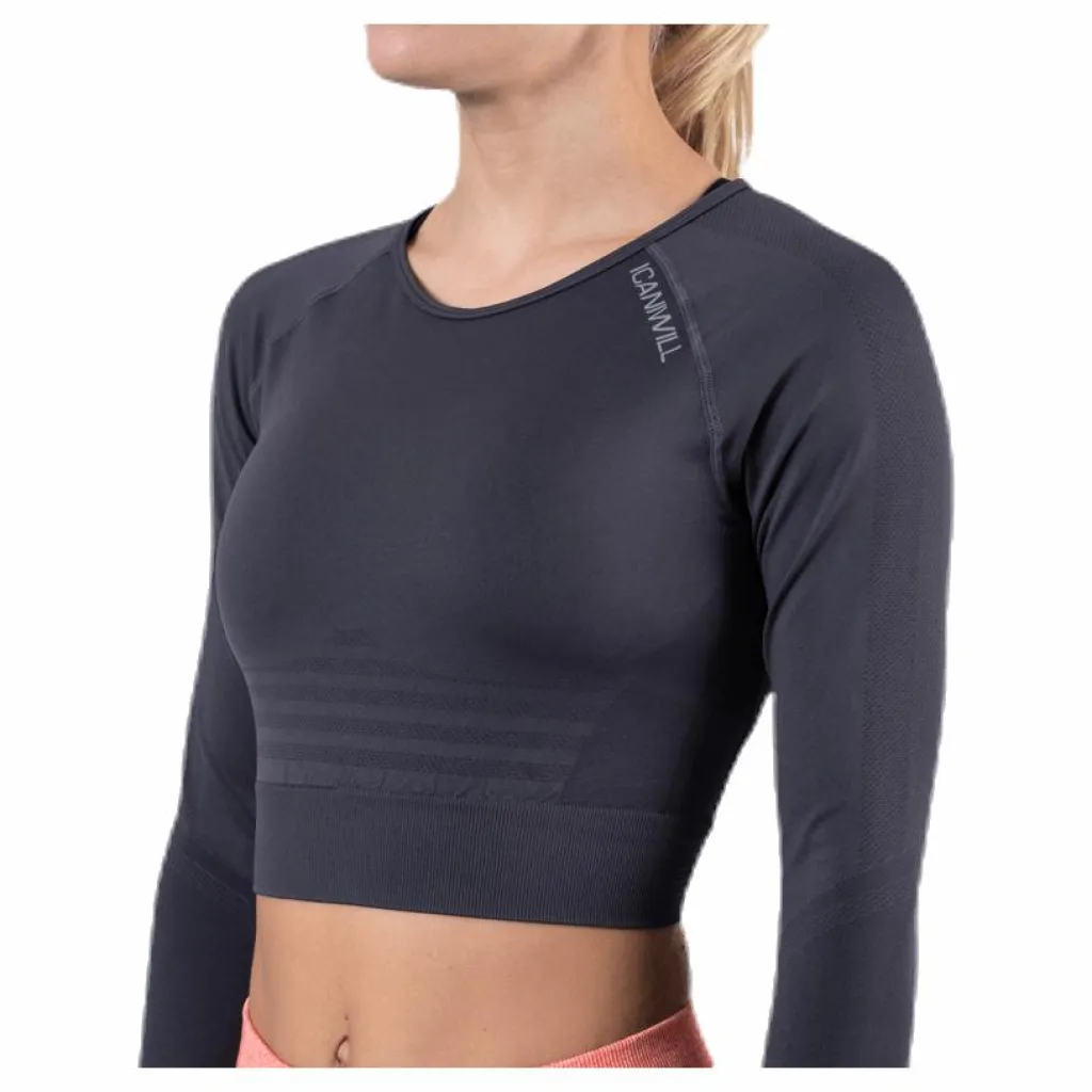 ICANIWILL Define Seamless L/S Crop Top Grey* Tröjor|Träning