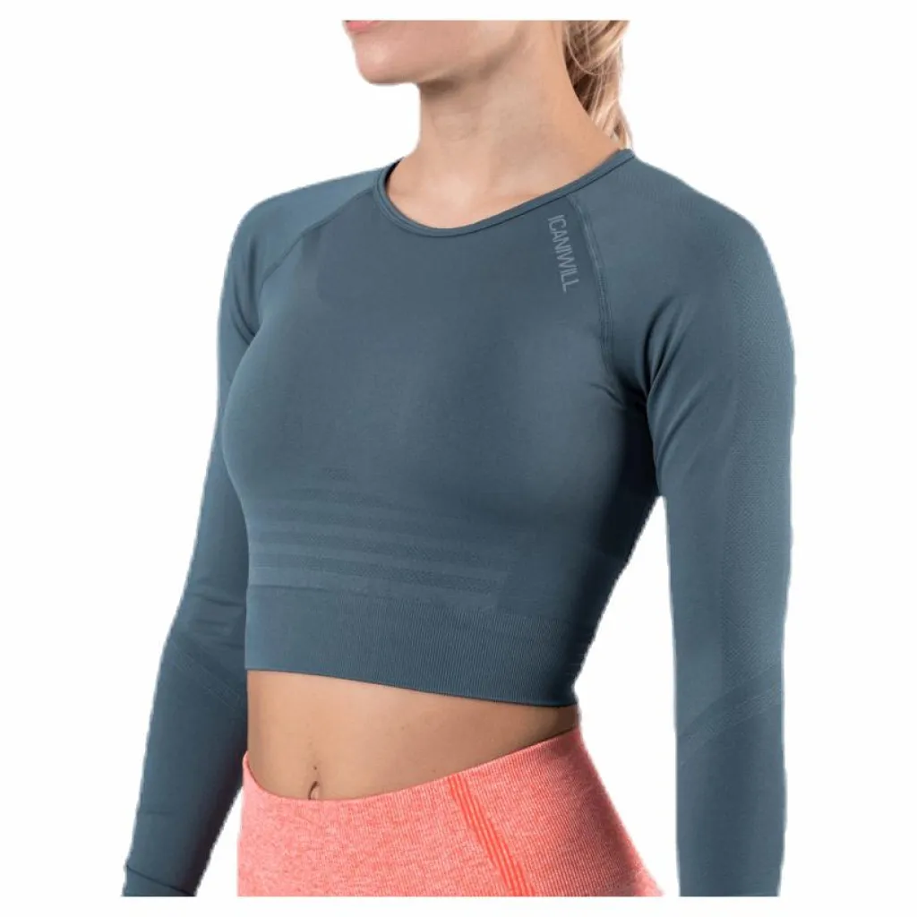 ICANIWILL Define Seamless L/S Crop Top Green* Tröjor|Träning