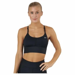 Nike Dri-FIT Indy Women's Light-Support Padded Longline Sports Bra BLACK/WHITE* Träning|Sport-Bh:Ar