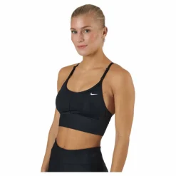 Nike Dri-FIT Indy Women's Light-Support Padded Longline Sports Bra BLACK/WHITE* Träning|Sport-Bh:Ar
