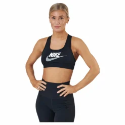 Nike Dri-FIT Swoosh Women's Medium-Support Graphic Sports Bra BLACK/WHITE/PARTICLE GREY* Löpning|Träning