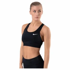 Nike Dri-FIT Swoosh Women's Medium-Support Non-Padded Sports Bra BLACK/BLACK/WHITE* Löpning|Träning