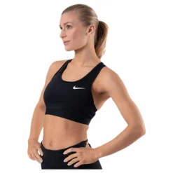 Nike Dri-FIT Swoosh Women's Medium-Support Non-Padded Sports Bra BLACK/BLACK/WHITE* Löpning|Träning
