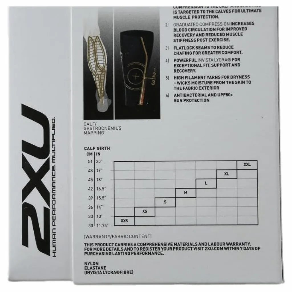 2XU Elite MCS Compression Calf Guard Black/Gold* Löpning|Hjälmar Och Skydd