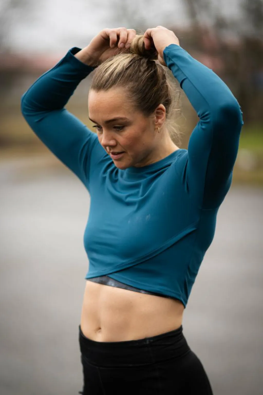 BLACC Ella Overlap Long Sleeve Top Blue Coral* Tröjor|Träning