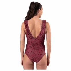 Waikani Beachwear Halia Frill Swimsuit Patterned/Red* Simning|Badkläder