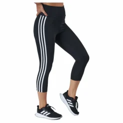 adidas High Rise 3-Stripes 3/4 Sport Tights Black / White* Tights|Träning