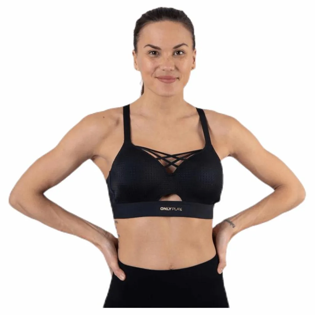Only Play Jayda Metallic Sports Bra Black* Sport-Bh:Ar|Träning