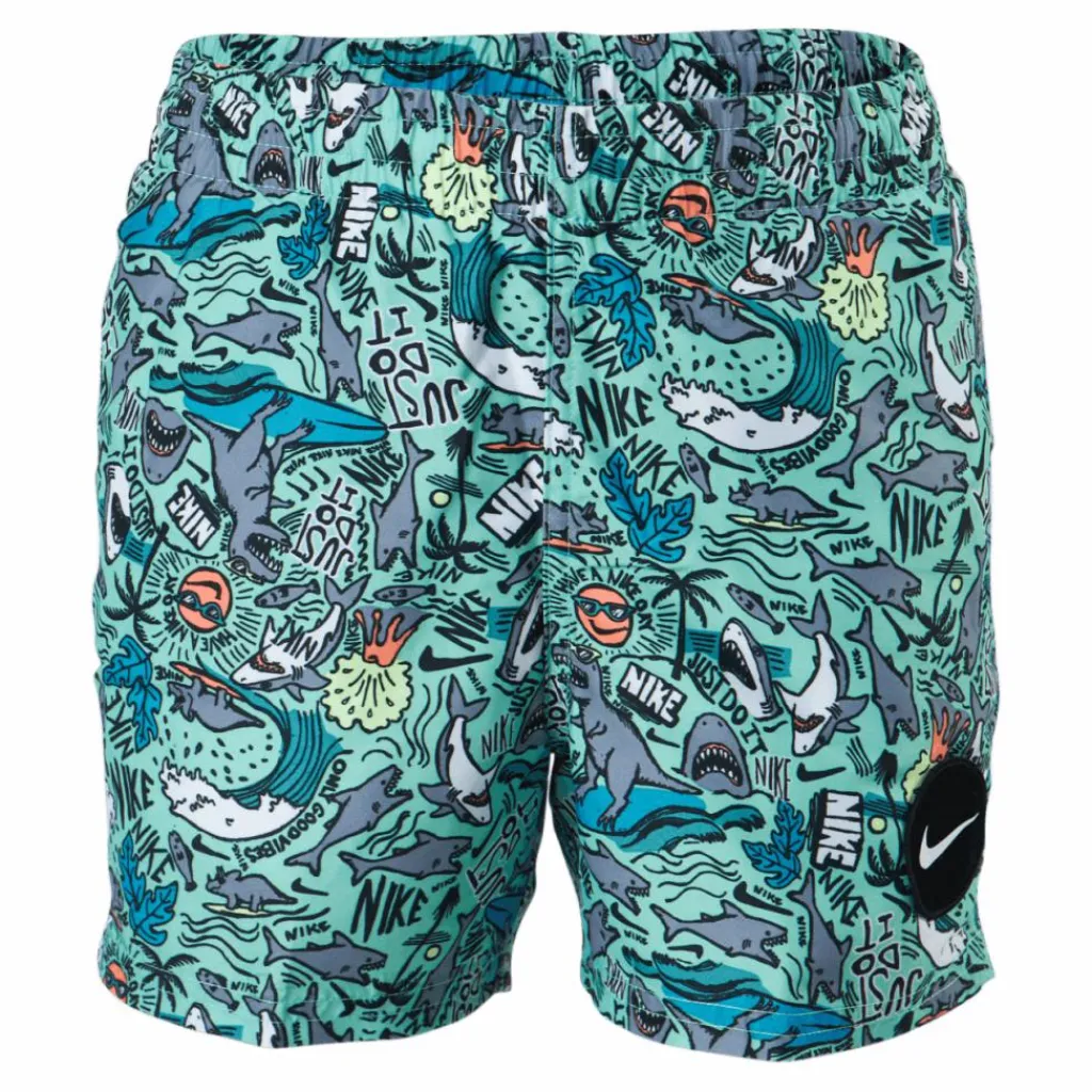 Nike Swim Junior 4" Volley Short AOP Green*Barn Simning|Badkläder