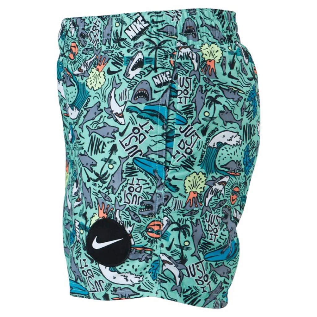 Nike Swim Junior 4" Volley Short AOP Green*Barn Simning|Badkläder