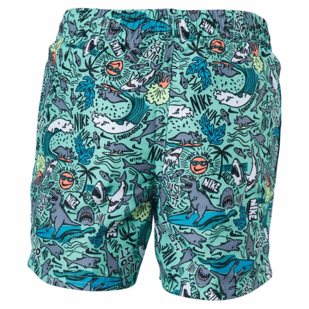 Nike Swim Junior 4" Volley Short AOP Green*Barn Simning|Badkläder