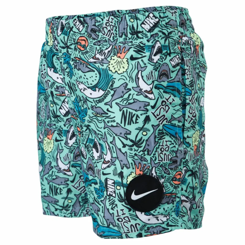 Nike Swim Junior 4" Volley Short AOP Green*Barn Simning|Badkläder