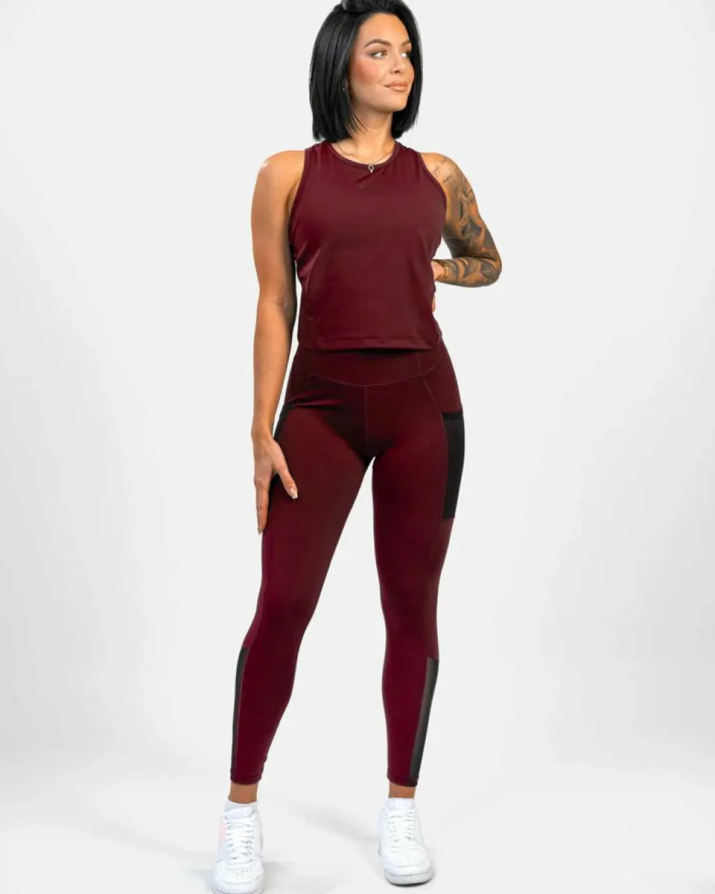 Gavelo Mesh Pocket Leggings Dark Burgundy* Tights|Träning