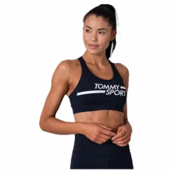 Tommy Hilfiger Sport Mid Support Bra Logo Blue* Sport-Bh:Ar|Träning