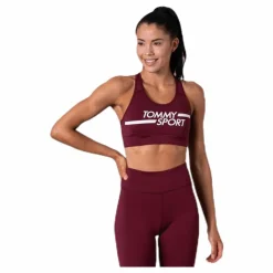 Tommy Hilfiger Sport Mid Support Bra Logo Red* Sport-Bh:Ar|Träning