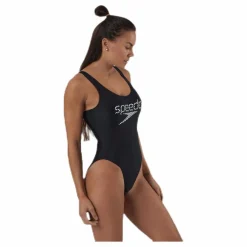 Speedo Stripe Logo Deep U-Back 1 Pcs White/Black* Simning|Badkläder