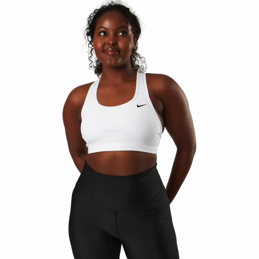 Nike Swoosh Women's Medium-Support Non-Padded Sports Bra WHITE/BLACK* Löpning|Träning