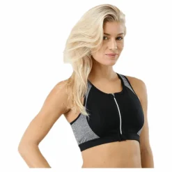Stay in place Zip Bra Grey* Sport-Bh:Ar|Löpning